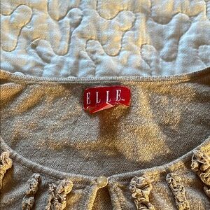 Elle Taupe Knit Top with Pearl Accent